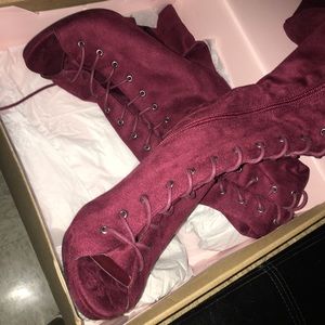 Charlotte Russe burgundy thigh high heels size 7